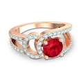 thumbnail image 3 of Diamond-Capitals 2.50 Carat Stylish Round Cut Red Ruby & Aquamarine Gemstone Bridal Ring for Women Solid 14K Rose Gold Size 5, 3 of 8