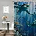 thumbnail image 2 of Shiartex Sea Shark Shower Curtain Tropical Ocean Theme Shark Hole Shower Curtains for Bathroom Decor Polyester Fabric Waterproof Blue Underwater World Shower Curtain 60x72, 2 of 7