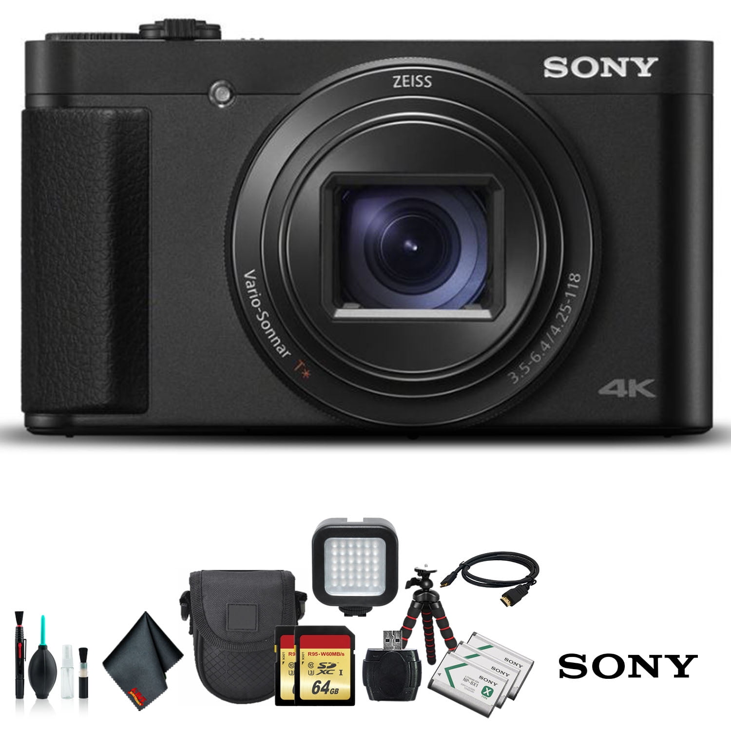 Sony Cybershot DSCHX99 Camera DSCHX99 With Soft Bag, Tripod, Additional Battery, 64GB Memory