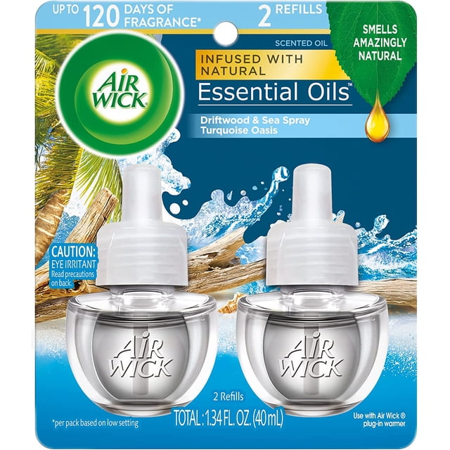 Recambio de ambientador Air Wick Life Scents con aceite perfumado color turquesa oasis 1.34 onzas líquidas paquete de 2