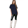 thumbnail image 2 of Women'S Loose Dropped Shoulder Short Sleeve Pullover Sweater Navy XL, 2 of 7