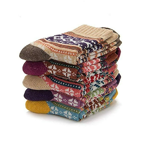 Yubnlvae Articles en Liquidation! Chaussettes Hiver Confort 5 Laine Doux Vintage pour Hommes Paquet Chaud Chaussettes Montantes