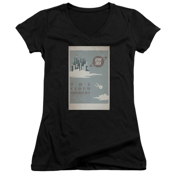 Star Trek Tos Episode 76 Junior Women's V-Neck T-Shirt Black
