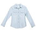 thumbnail image 5 of Chemisiers en Denim pour Femmes Mode Doux Manches Longues Chemise Ajustée Hauts, 5 of 5