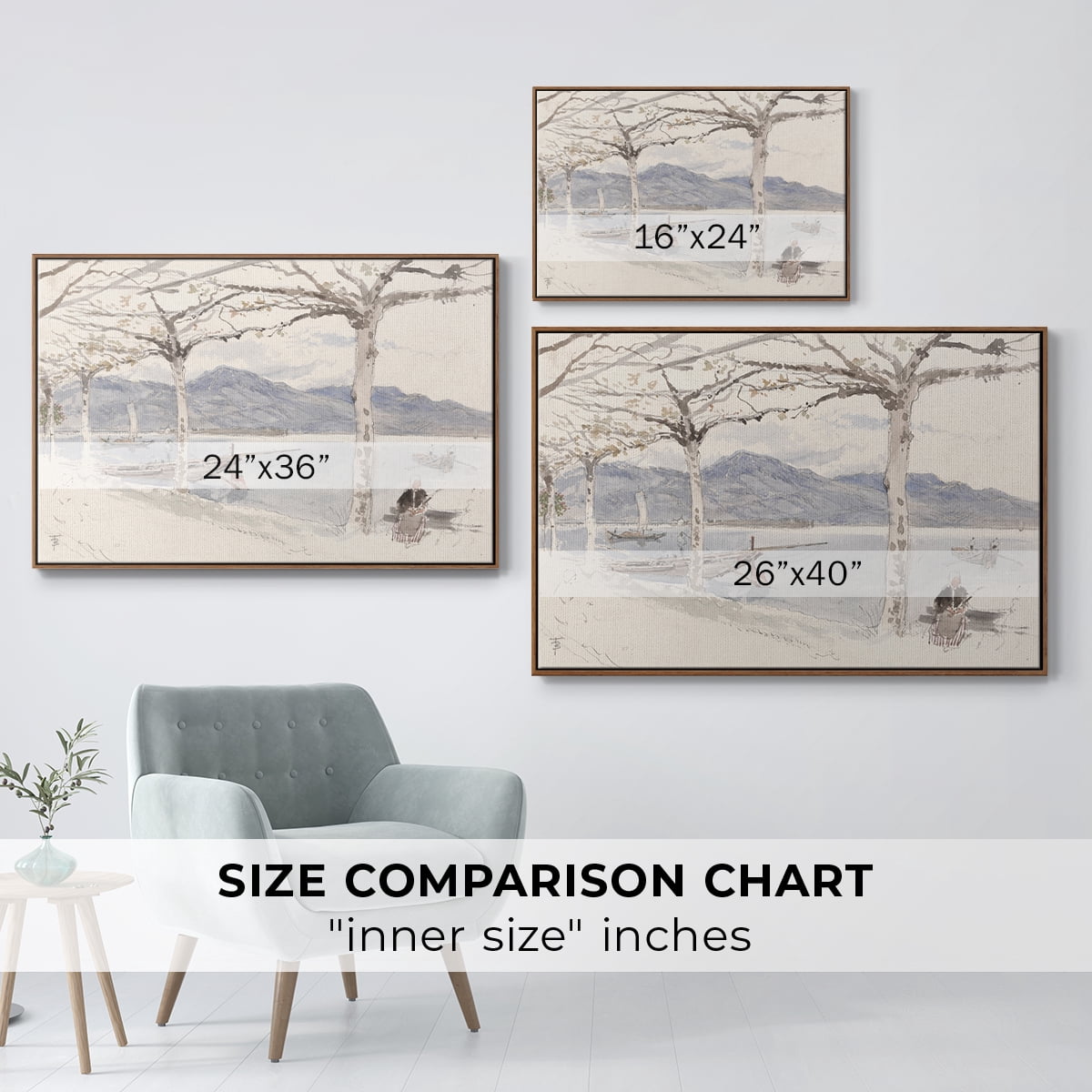 Vintage Landscape-CCCLXXXV By Wexford Home Framed in Walnut Wood Gallery Wrapped Canvas 27 in. x 41 in.