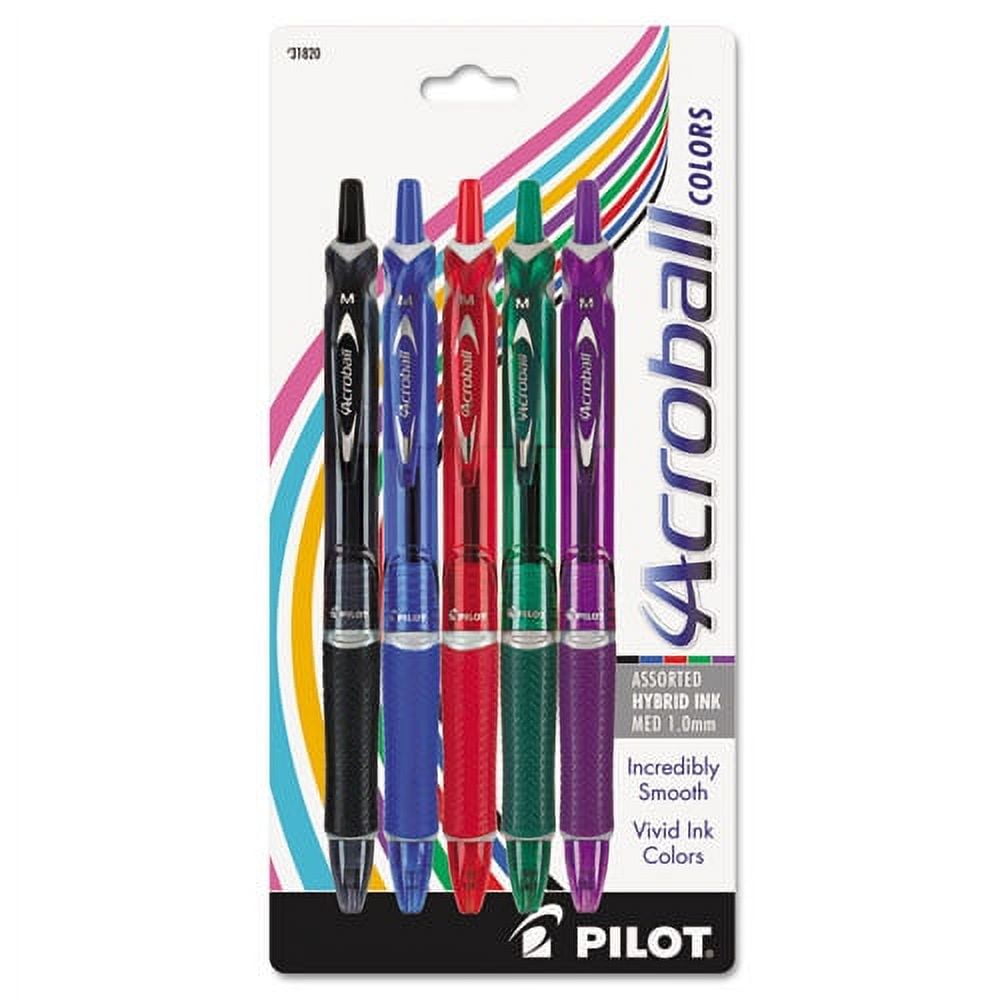 Acroball Colors Advanced Ink Ballpoint Pen, Retractable,1 mm, Assorted Ink and Barrel Colors, 5/Pack