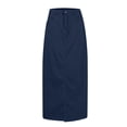 thumbnail image 5 of Women Trendy Denim Maxi Skirt High Waist A-Line Frayed Hem Loose Long Jean Skirt Dark Blue S, 5 of 6