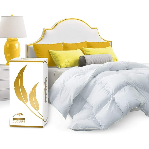 Real Luxury Down Comforter King Cali Size | 100% Egyptian Cotton 1200 TC 750+FP | White Goose Down Comforter | Corner Tabs for King Duvet Insert/Queen Duvet Insert/Twin Duvets
