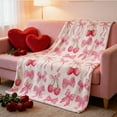thumbnail image 5 of Pink Bowknot Flannel Throw Blanket Super Soft Cozy Plush Fleece Blanket for Women Girls,29.5x39.4 Inches,Lightweight Printed Decorative Blanket for Bed Sofa Couch,Valentine's Day Gift Home Decor, 5 of 6