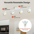 thumbnail image 4 of Bestco 4-Light Track Lighting Fixture with Adjustable Heads & Light Bulbs,GU10 Bulb Included,White, 4 of 13