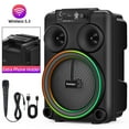 thumbnail image 2 of Portable Bluetooth Speaker with Microphones Rechargeable 8-inch Karaoke Machine with RGB Light Effects Supports USB SD AUX TWS FM Radio for Party Wedding Home KTV, 2 of 9