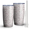 thumbnail image 2 of 20oz Tumblers Red Christmas Sketch Pattern Stainless Steel Vacuum Insulated Double Wall Travel Tumbler Cups Mug with Lid and Straw,Cleaning Brush for Cold & Hot Drinks, 2 of 7
