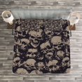 thumbnail image 3 of Ambesonne Skull Quilted Bedspread Set 3 Pcs, Grunge Scary Evil, King Size, Charcoal Grey Tan, 3 of 3