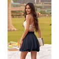thumbnail image 6 of Women Summer Boho High Waisted Ruffled Cute Casual Dressy Mini Skorts Navy blue XL, 6 of 7