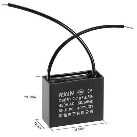 Cbb61 Run Capacitor 450v Ac 2 7uf 2 Wire Metallized Polypropylene