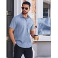 thumbnail image 3 of COOFANDY Mens Short Sleeve Button Down Wrinkle Free Dress Shirts Summer Business Casual Shirt Black, 3 of 7