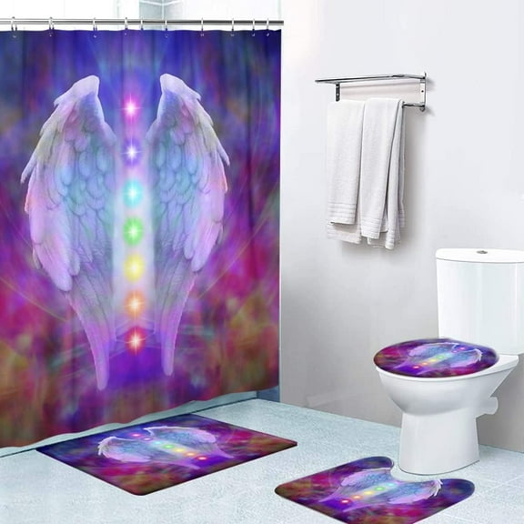 4 Pcs Shower Curtain Sets with Non-Slip Rugs, Toilet Lid Cover and Bath Mat,Animal Cat Tuxedo Baby Black Bow Character Waterproof Shower Curtain with 12 Hooks, Bathroom Decor Sets, 72" x 72"