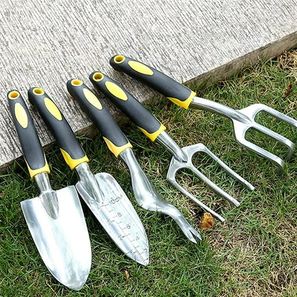 Ensemble d'Outils de Jardinage Ensemble d'Outils de Jardin Ensemble d'Outils de Jardinage 5 Pcs en Acier Inoxydable Robuste avec Prise Antidérapante Outils à Main d'Extérieur Idéal Ensemble d'Outils de Jardin Cadeaux pour Femmes et Hommes