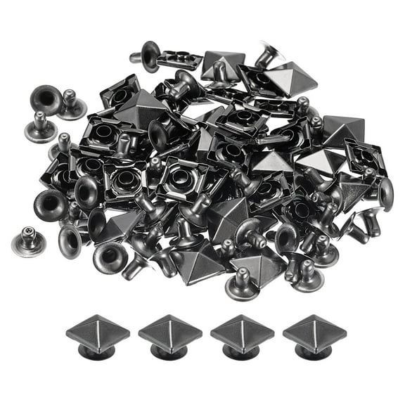 50 Sets Spike Rivet 10mm Pyramid Rapid Rivet Studs Square Spikes Gun-black