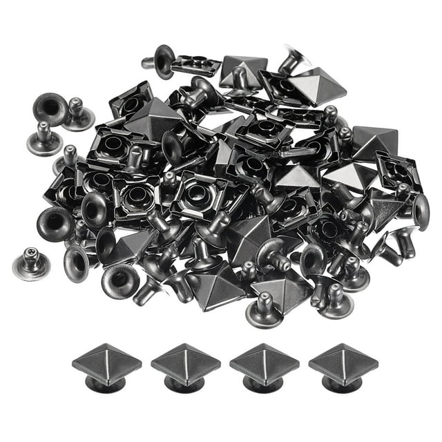 Unique Bargains 50 Sets Spike Rivet 10mm Pyramid Rapid Rivet Studs Square Spikes Gun-black