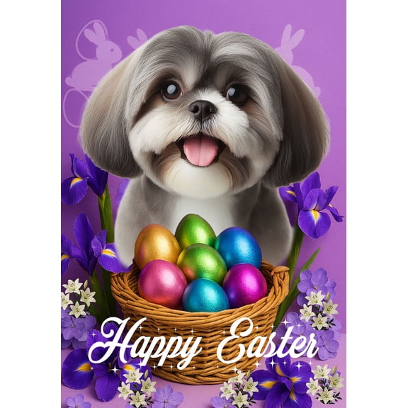 Shih Tzu Silver - Best of Breed Easter Holiday Outdoor Garden Flag 12" x 17" Mailbox Flag Dog Flag