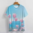 thumbnail image 3 of Vibe Blooming Tulips Women's T-Shirt Short Sleeve T Shirts Tops Tee Ladies Loose T, 3 of 6