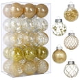 thumbnail image 1 of Adornos de bolas de Navidad BSTDECOR, transparentes, 30 quilates y 6 cm, oro, 1 of 9