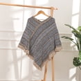 thumbnail image 2 of Women's Poncho Sweater - Long Sleeve Warm Knit Wrap Shawl with V-Neck, Asymmetric Hem for Casual Winter Wear, Travel, Christmas, Plus Size Lagenlook Pullover, 2 of 4