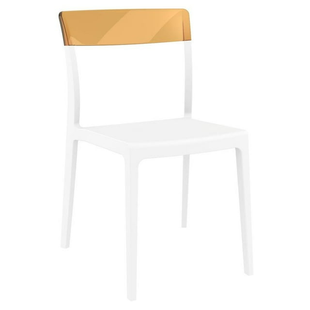 Pemberly Row Chaise de Salle à Manger de Patio Intérieur/extérieur en Blanc Ambre Transparent