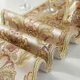 thumbnail image 4 of Nvzi Vintage Luxury Jacquard Damask Floral Table Runners Tea Table Decoration with Multi-Tassels 13"x77" Beige, 4 of 5