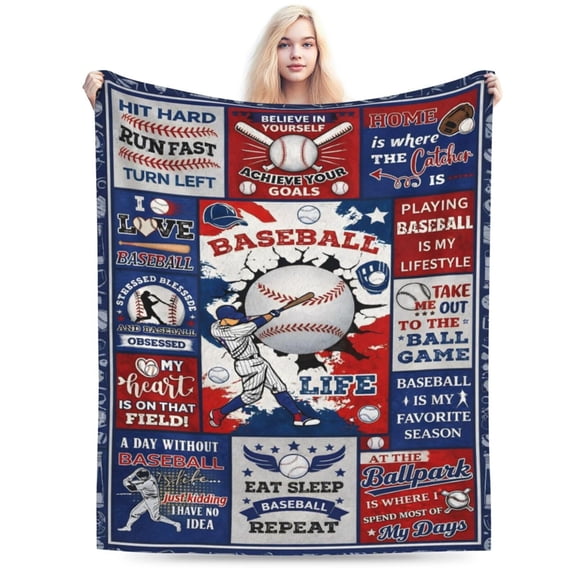 Baseball Lover Blanket Gift Baseball Pattern Throw Blanket Cozy Soft Home Decor Gift for Men Boys Sports Fans Game Day Lovers 50x40