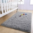 thumbnail image 2 of Lochas Soft Fluffy Area Rug Modern Shaggy Rugs for Bedroom Kids Room Nursery Floor Carpets, 2'x 3',Gray, 2 of 6