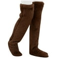 thumbnail image 6 of Lovskoo Unisex Winter Teddy Legs Fuzzy Socks Thick Plush Warm Leg Cover Home Socks Over The Knee Floor Socks Brown, 6 of 9