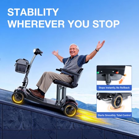 ScootNGo 44lbs Lightweight Foldable Mobility Scooter for Seniors & Adults - Airline Approved, Lithium Battery, USB & Storage Bag