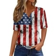 thumbnail image 2 of XWSHYW Womens Tops Loose Fit V Neck USA Flag Patriotic T Shirt Fashion American Stars Stripes Short Sleeve Tee Gift for Best Friend Wife Sister Mother, 2 of 5