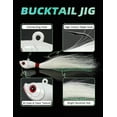 thumbnail image 3 of BLUEWING 2pcs Bucktail Jig Lure with High Carbon Steel Hook 1/2oz Lead Head Jig Hair Jig Saltwater Freshwater Lures Fluke Lure for Bluefish, Bass Fishing, 3 of 8