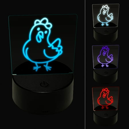 

Cartoon Chicken Hen Tilting Head LED Night Light Sign 3D Illusion Desk Nightstand Lamp
