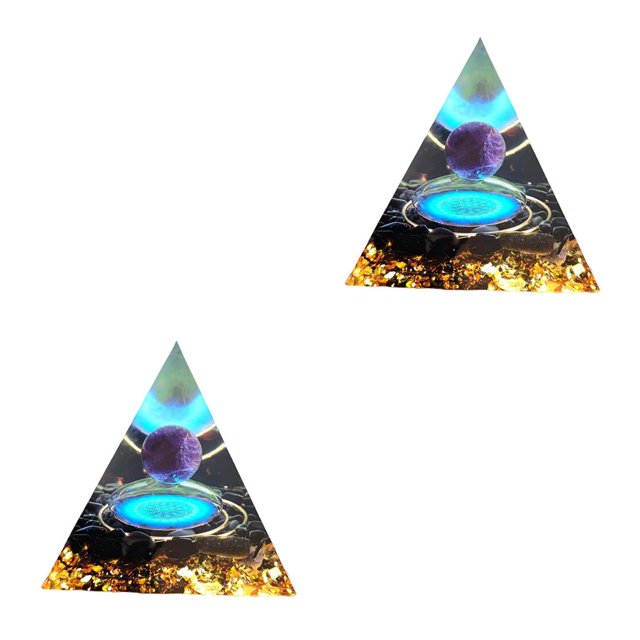 Bewildely Natural Obsidian Pyramid Figurines Home Office Furnishing Ornament Article 2piezas Negro Púrpura