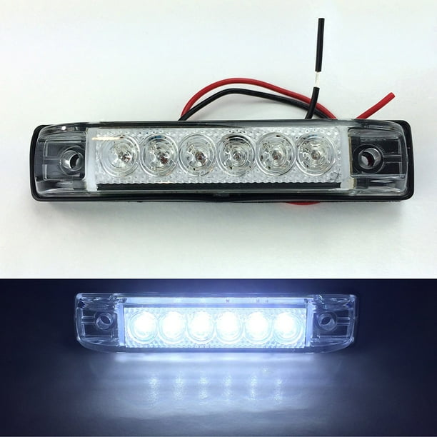 2 LONG HAUL BRIGHT CLEAR/WHITE LED SLIM LINE LED 12V 12 VOLT UTILITY STRIP LIGHTS 6 LEDS 4"x1