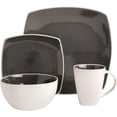 thumbnail image 4 of Gibson Elite Soho Lounge Square 16 Piece Stoneware Dinnerware Set, Grey/White, 4 of 5