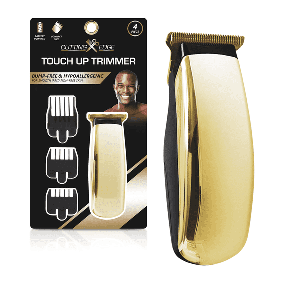 Cutting Edge Hypoallergenic Battery-Powered T-Blade Beard Trimmer for Men with 3 Guide Combs, Gold