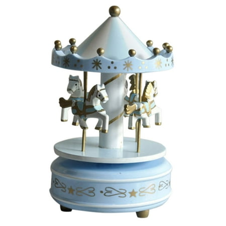 Valentines Day Box Gifts Wooden Luxury Small Colorful Merry-Go-Round Carousel Music Box Christmas Birthday Valentine's Day Gift Toy ()