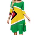 thumbnail image 1 of Camiseta con la bandera de Guyana Vestido acampanado con calcomanías guyanesas Vestido de cuello cuadrado Vestido elegante de moda femenina Vestido estampado Bandera de Guyana Guyana, 1 of 6
