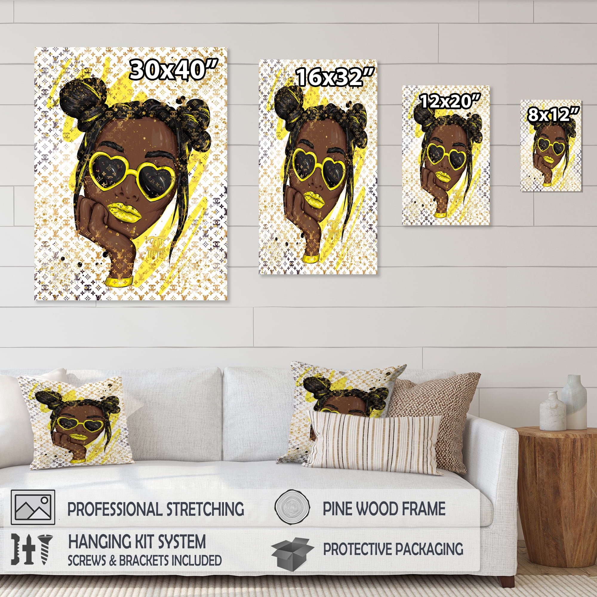 Designart Trendy Female With Sunglasses II Canvas Wall Art