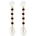 thumbnail image 2 of Galaxy Gold 14K Yellow Gold 11 Carat Natural Garnet and Pearl Dangle Earrings - January Birthstone - Passion & Protection - Fine Jewelry for Women, 2 of 2