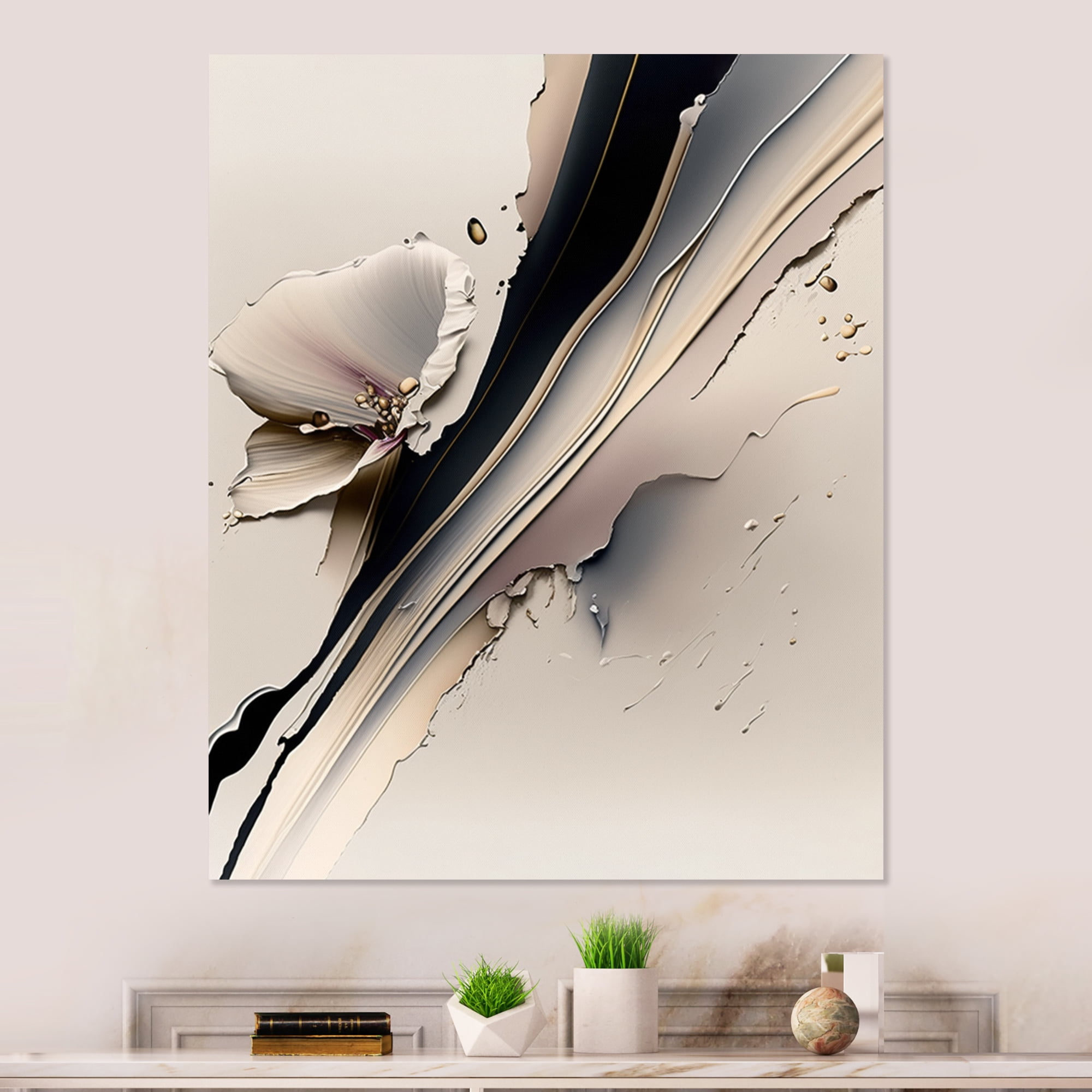 Designart Beige Orchid Flowers Hyperrealistic IV Canvas Wall Art