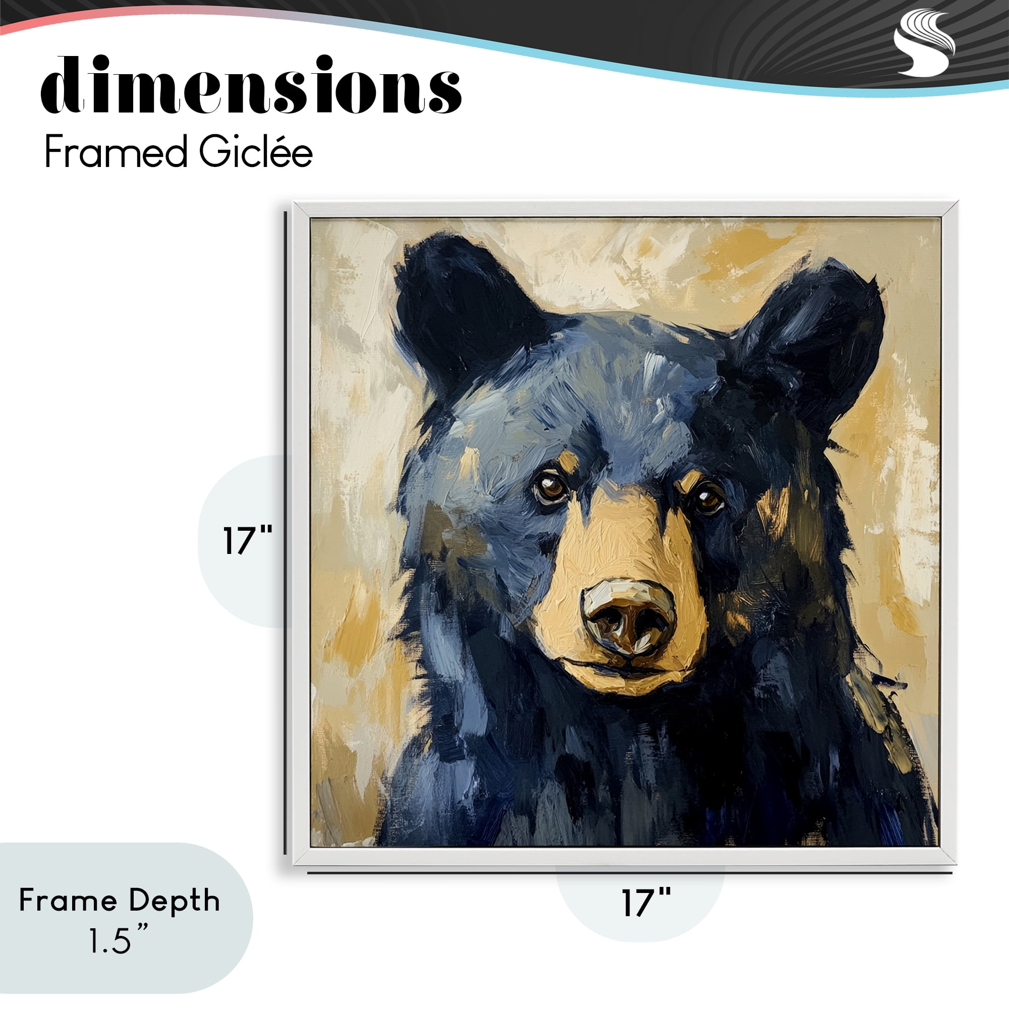 Stupell Industries Big Bear with Brushstrokes White Framed Giclee Art, design by Petal Prints Design