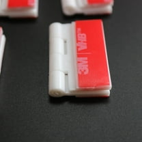 10 x White Acrylic Hinges. No glue required, Self Adhesive. White Plastic Acrylic 32mm, (1 17/64 in) -10 Pack-