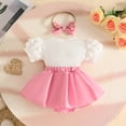 thumbnail image 5 of kpoplk Baby Girl Romper Dress Short Sleeve Floral Lace Ruffle Summer Outfit Infant Toddler Jumpsuit with Headband 0-3-6-12 Months(Pink,9-12 Months), 5 of 8