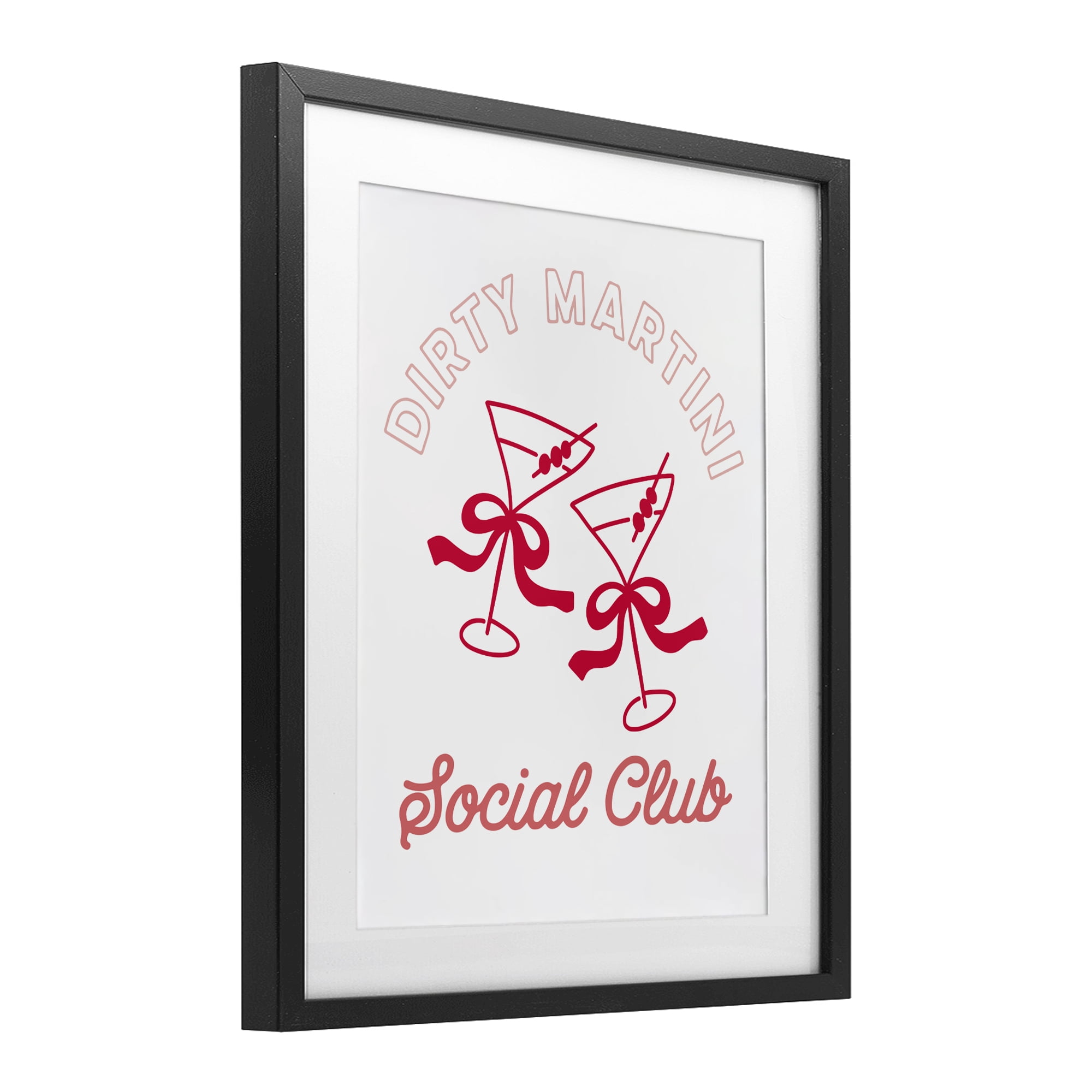 Stupell Industries Pink Martini Social Club Black Framed Print Under Glass, design by Lettered and Lined